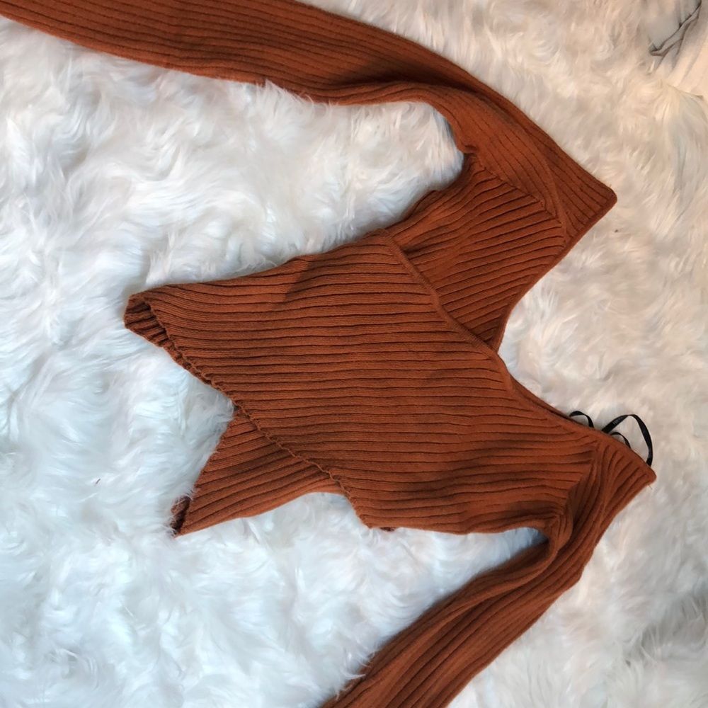 V neck cross body long sleeve